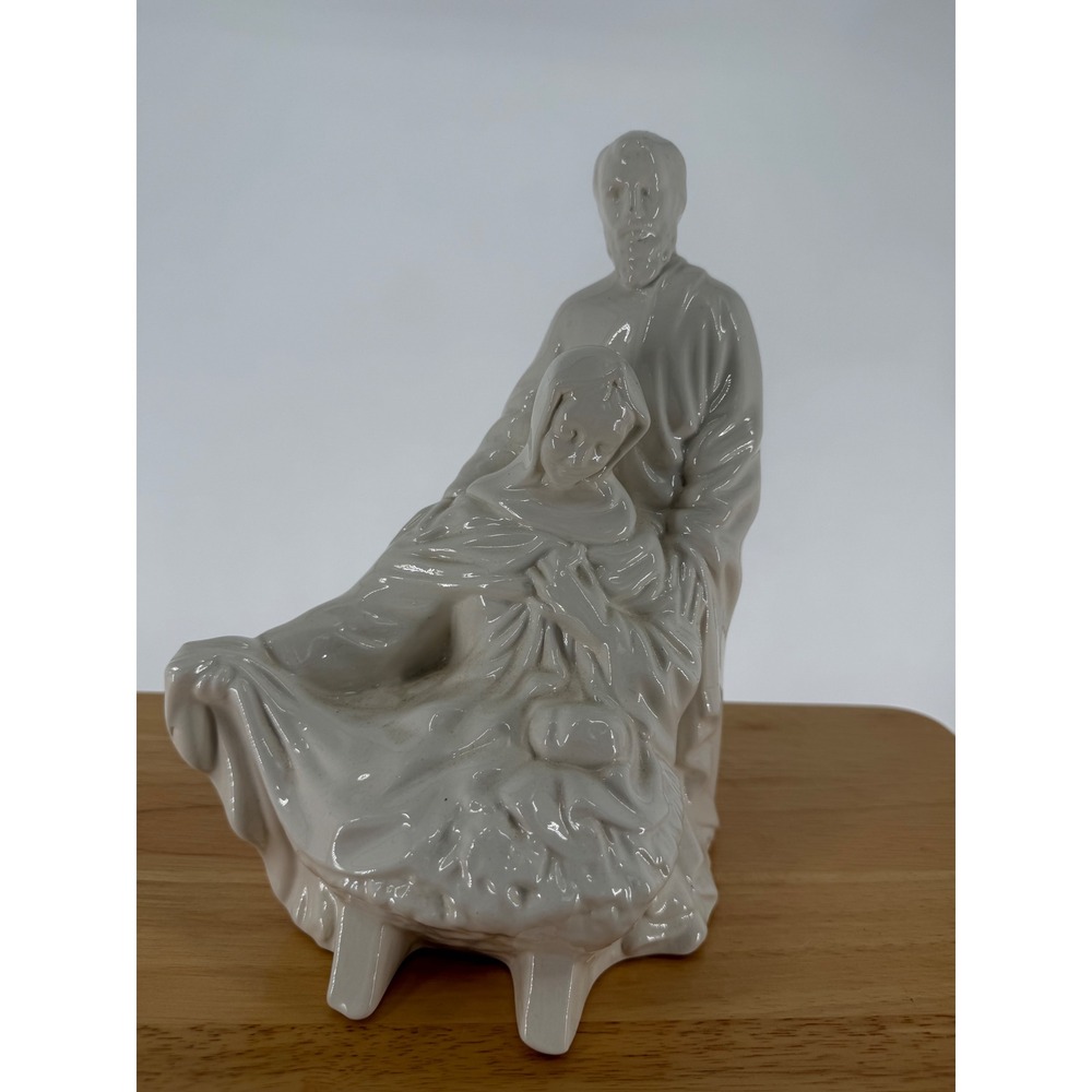 Vintage White Ceramic Nativity Figurine Joseph Mary Baby Jesus Christmas Decor